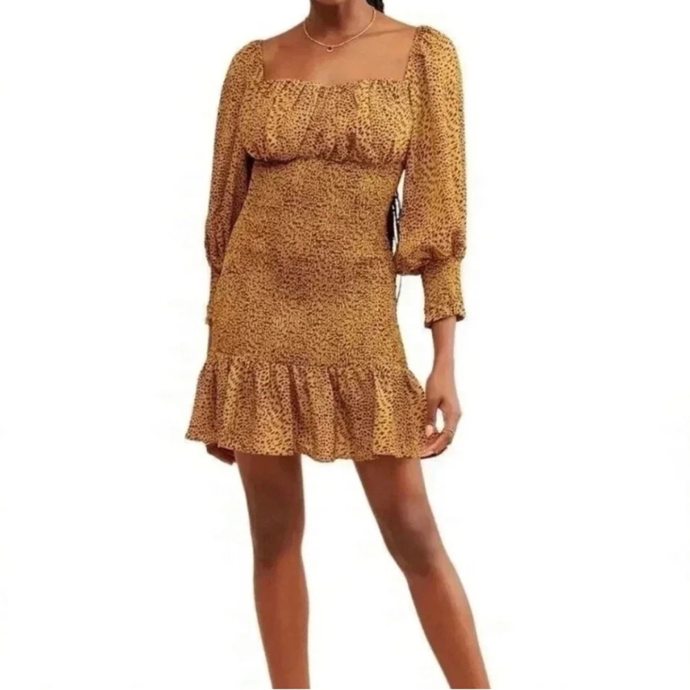 Elliatt Ruffled Smocked Romance Dress with Bishop Sleeves Sz M